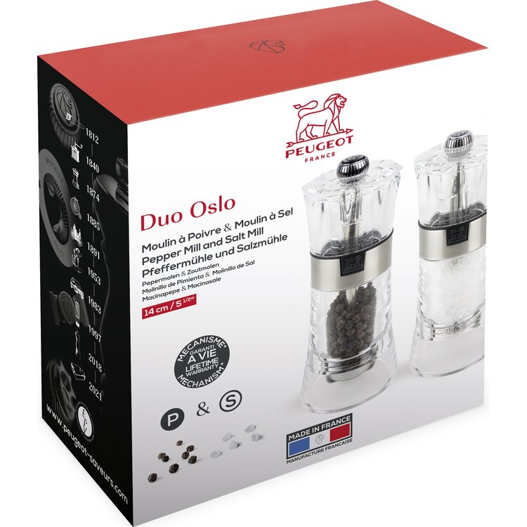 Peugeot Peugeot Oslo peper- en zoutmolen 14 cm, transparant, acryl