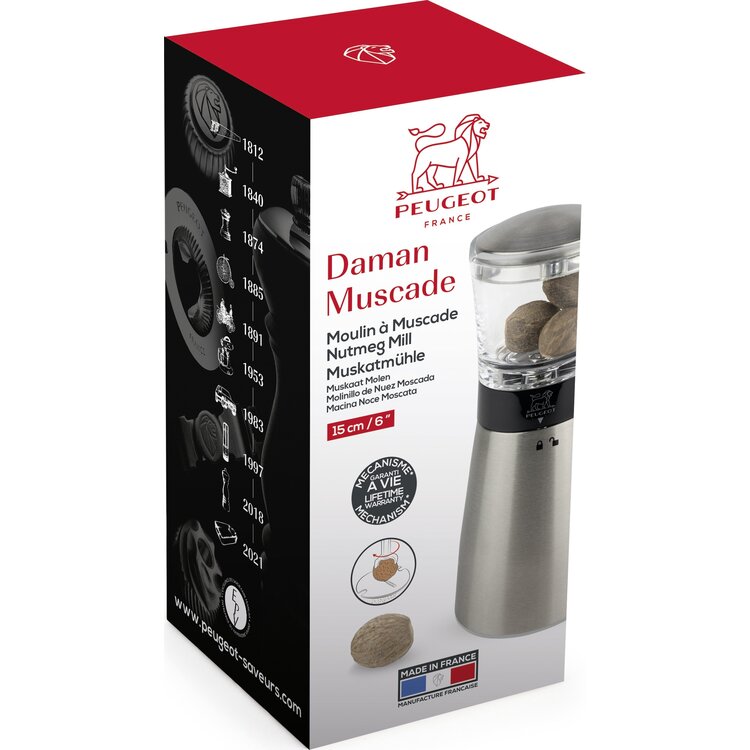 Peugeot Peugeot Daman muskaatmolen 15 cm, inox en acryl