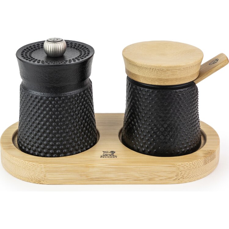 Peugeot Peugeot Bali Fonte peper- en zoutstel 8 cm, zwart/hout, gietijzer