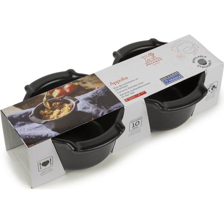 Peugeot Peugeot Appolia set van 2 ovenschalen, 0,20 l, satijnzwart, keramiek