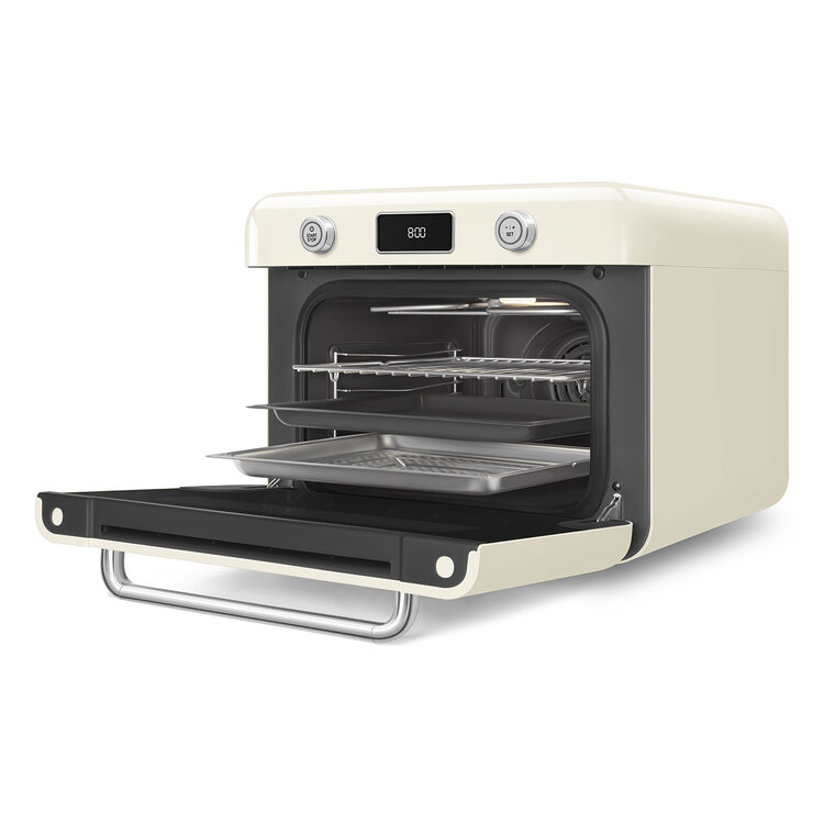 SMEG Vrijstaande combi stoomoven COF01CREU, crème