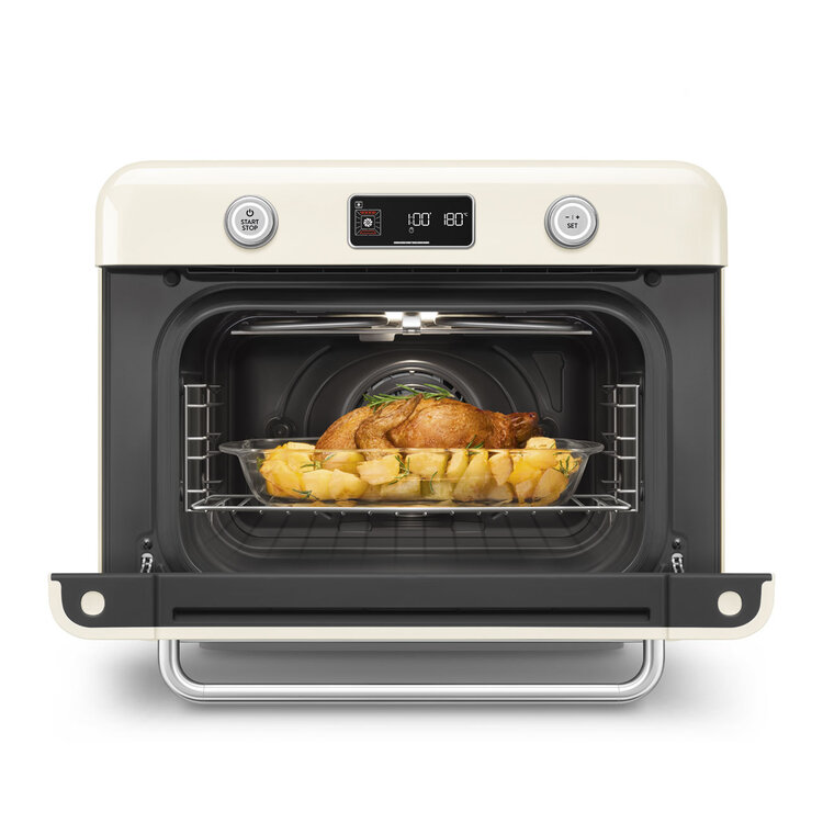 SMEG Vrijstaande combi stoomoven COF01CREU, crème
