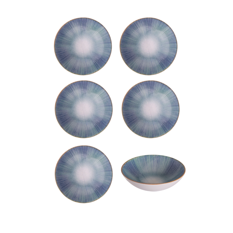 Hazel & Bos Hazel & Bos Juntos Esmeralda soepkom, 17,5cm, set van 6