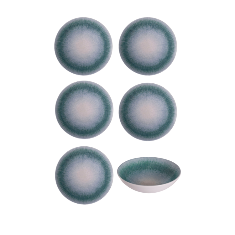 Hazel & Bos Hazel & Bos Juntos Azul soepkom, 17,5cm, set van 6