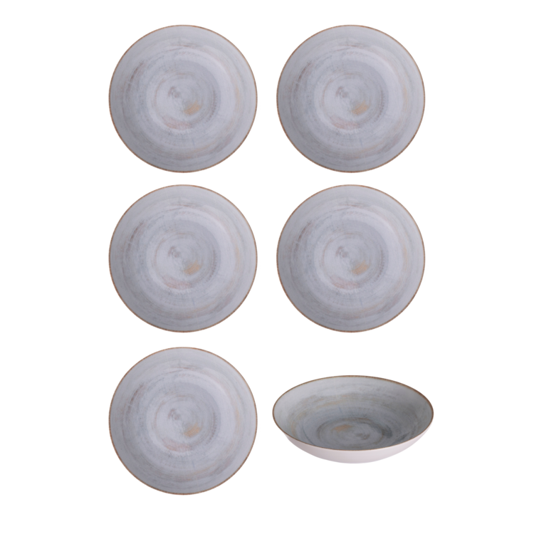 Hazel & Bos Hazel & Bos Juntos Madera diep bord, 22cm, set van 6