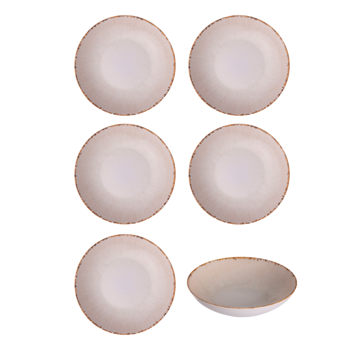 Hazel & Bos Hazel & Bos Juntos Artesanal diep bord, 22cm, set van 6