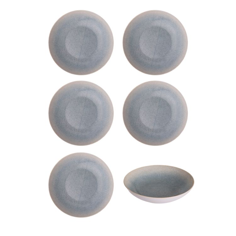 Hazel & Bos Hazel & Bos Juntos Granulado pastel diep bord, 22cm, set van 6