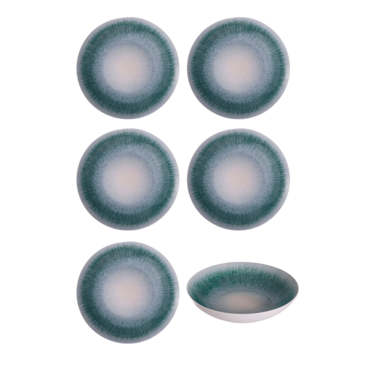 Hazel & Bos Hazel & Bos Juntos Azul diep bord, 22cm, set van 6