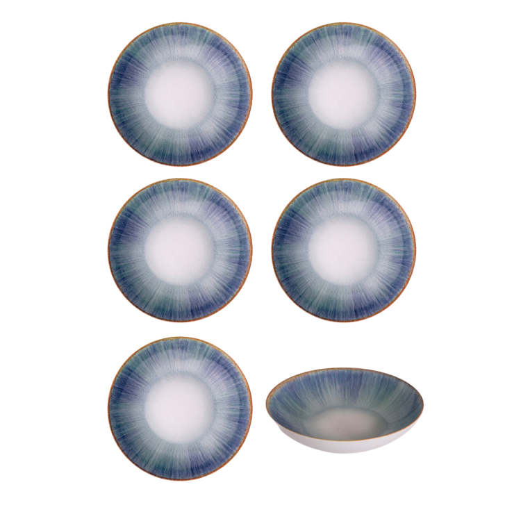 Hazel & Bos Hazel & Bos Juntos Esmeralda diep bord, 22cm, set van 6