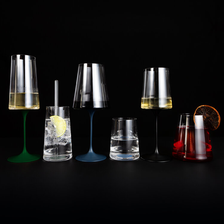 Trebonn Trebonn SplitGlass Longdrinkglas / Champagneflute 320ml, set van 2, zwart