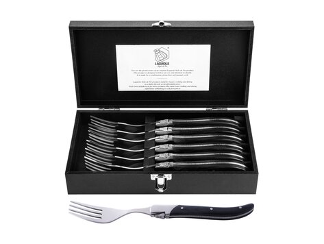 Laguiole Style de Vie Luxury Line vorken (set van 6) zwart pakkahout