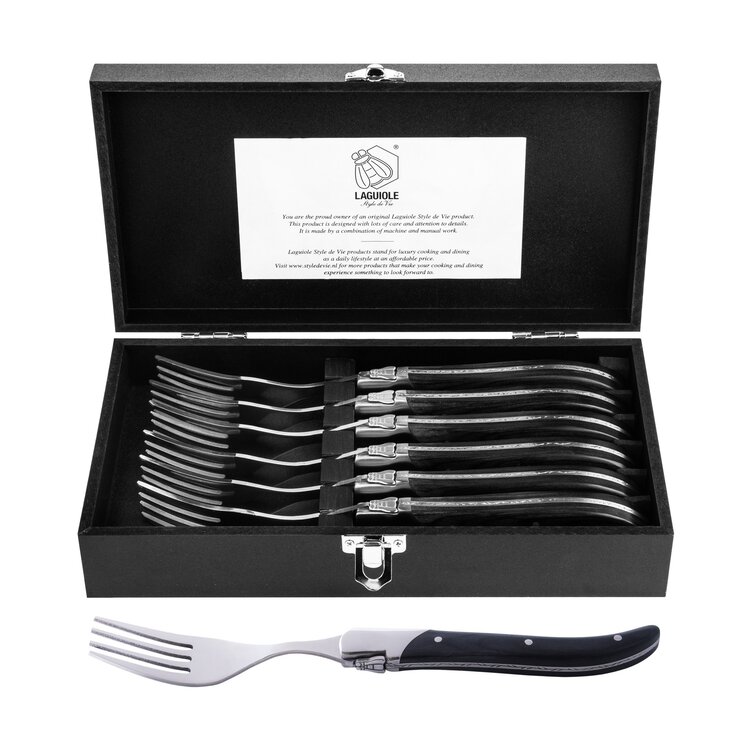 Laguiole Style de Vie Laguiole Style de Vie Luxury Line vorken 6-delig zwart pakkahout