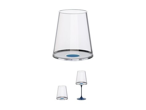Trebonn SplitGlass Tumbler / Rodewijnglas 450ml, set van 2, blauw