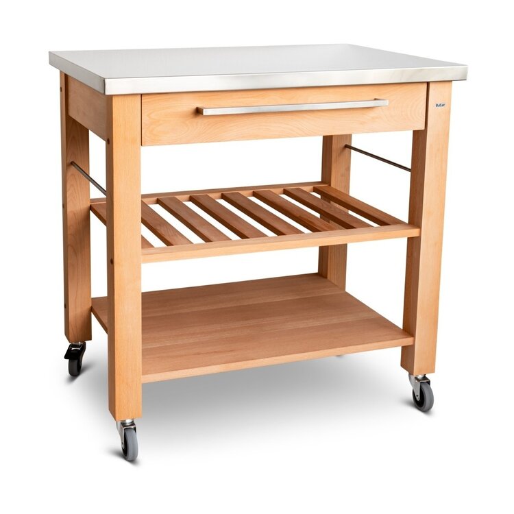 Butler Butler keukentrolley M-900, beukenhout, roestvrijstalen blad