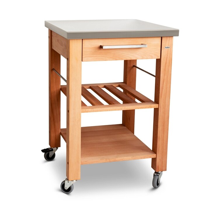 Butler Butler keukentrolley M-600, beukenhout, roestvrijstalen blad