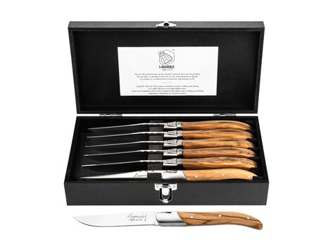Laguiole Style de Vie Luxury Line Steakmessenset 6-delig olijfhout
