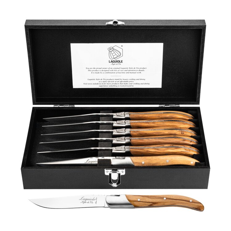 Laguiole Style de Vie Laguiole Style de Vie Luxury Line Steakmessenset 6-delig olijfhout