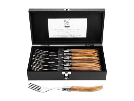 Laguiole Style de Vie Luxury Line vorken (set van 6) olijfhout