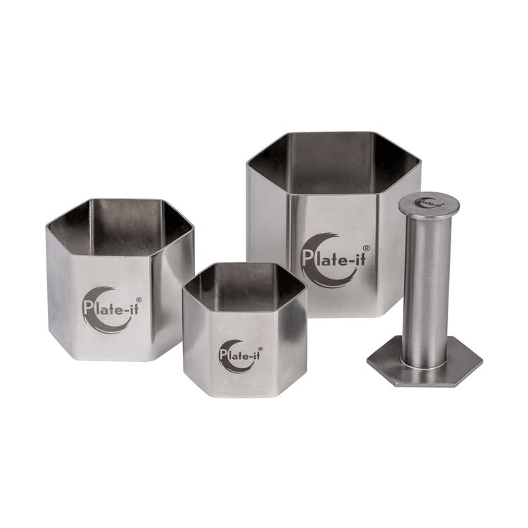 Plate-it Plate-it Garneerringen Hexagon 4-delige set, met pusher