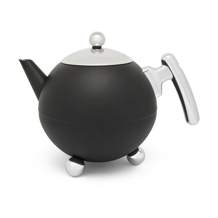Bredemeijer Bredemeijer Duet Bella Theepot Ronde 1,2L, Mat zwart verchroomd
