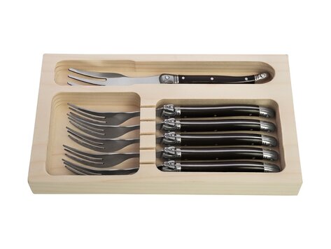 Laguiole Style de Vie Premium Line taartvorken (set van 6) zwart