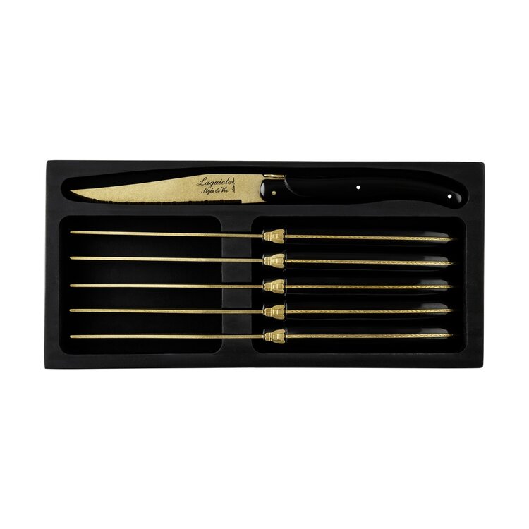 Laguiole Style de Vie Laguiole Style de Vie Prestige Line steakmessenset 6-delig goud