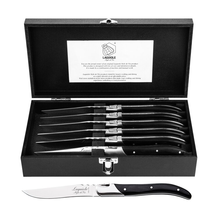 Laguiole Style de Vie Laguiole Style de Vie Luxury Line Steakmessenset 6-delig zwart pakkahout