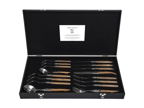 Laguiole Style de Vie Luxury Line bestekset 16-delig olijfhout
