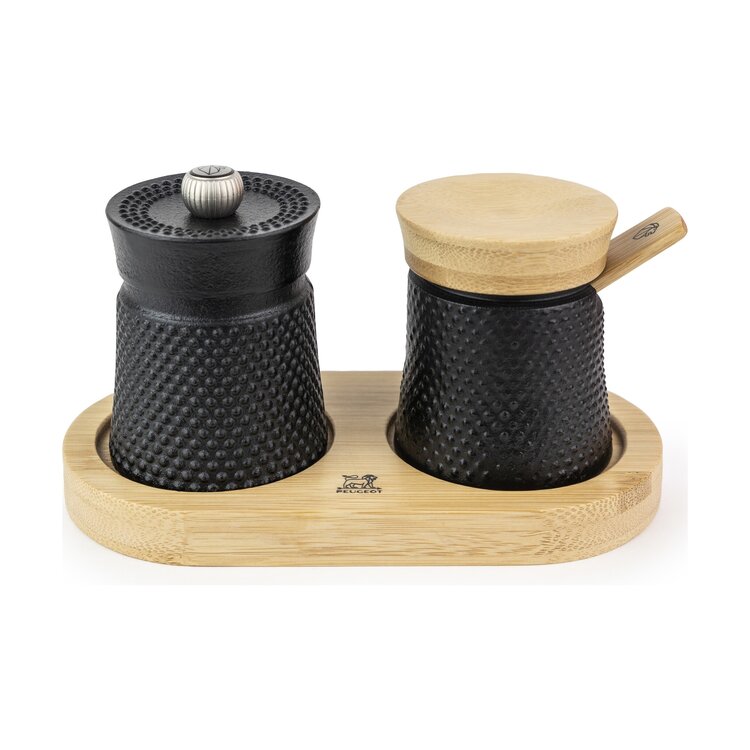 Peugeot Peugeot Bali Fonte peper- en zoutstel 8 cm, zwart/hout, gietijzer