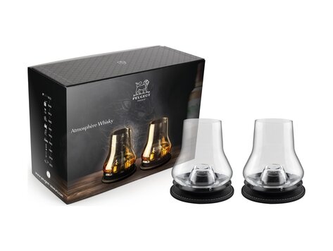 Peugeot Atmosphère Whisky geschenkset, 2 whiskyglazen en koelbasis
