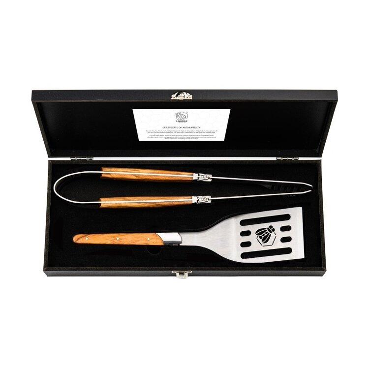 Laguiole Style de Vie Laguiole Style de Vie Luxury Line BBQ Set, Olijfhout, 2-delige set