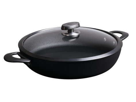 Scanpan Pro SB+ hapjespan met 2 handgrepen 32 cm, met deksel