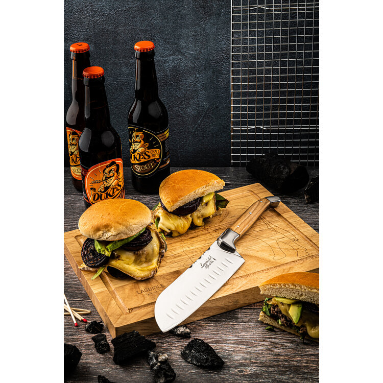 Laguiole Style de Vie Laguiole Style de Vie Luxury Line Santokumes Olijfhout met Snijplank