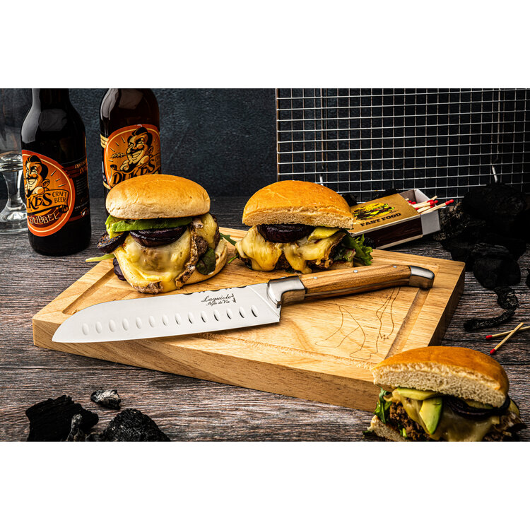 Laguiole Style de Vie Laguiole Style de Vie Luxury Line Santokumes Olijfhout met Snijplank