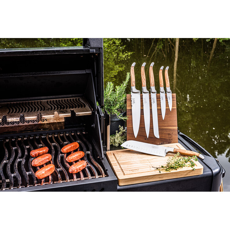 Laguiole Style de Vie Laguiole Style de Vie Luxury Line Santokumes Olijfhout met Snijplank