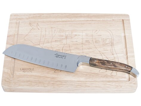 Laguiole Style de Vie Luxury Line Santokumes Olijfhout met Snijplank