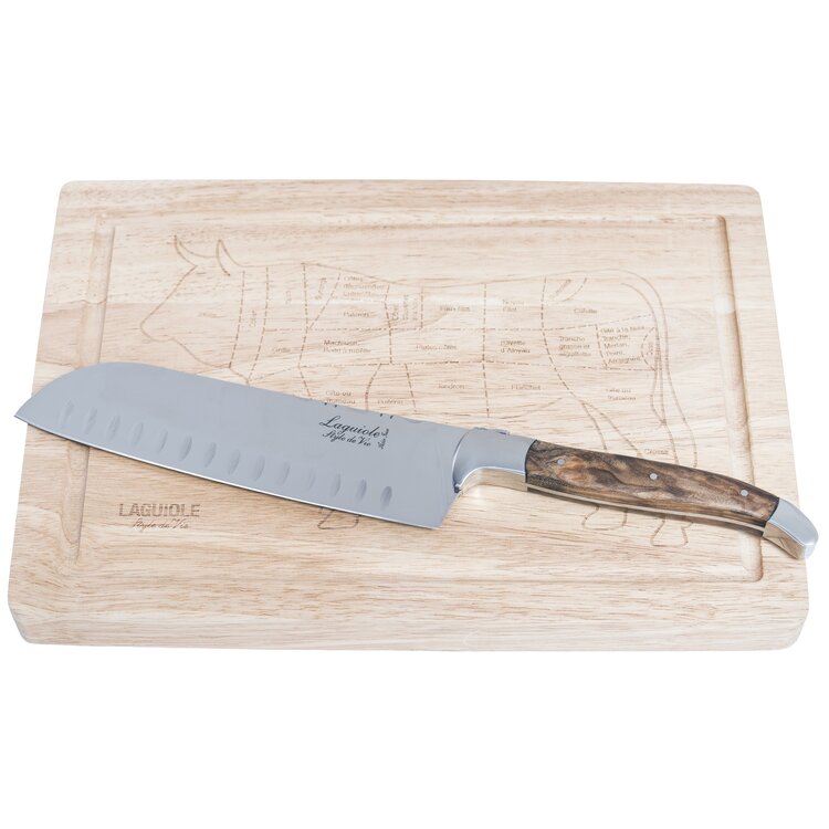 Laguiole Style de Vie Laguiole Style de Vie Luxury Line Santokumes Olijfhout met Snijplank