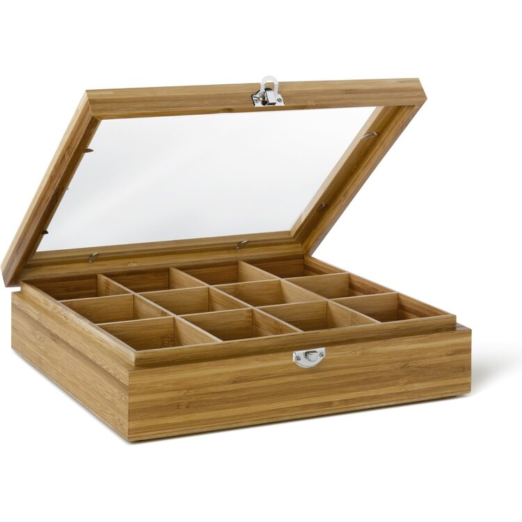 Bredemeijer Bredemeijer Universal Theedoos 12-vaks met venster Bamboe