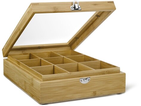 Bredemeijer Universal theedoos 9-vaks met venster, bamboe