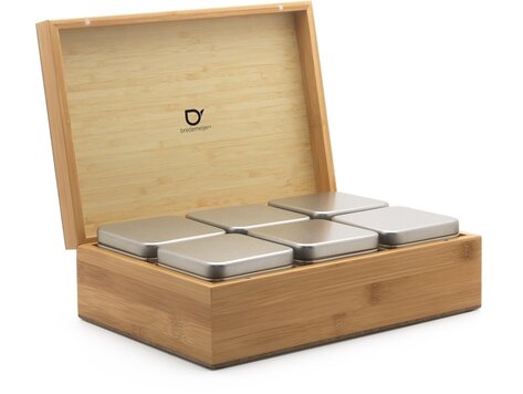 Bredemeijer Universal theedoos met 6 blikjes, bamboe
