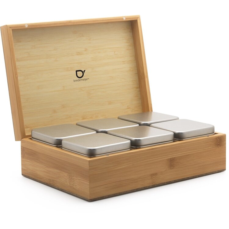 Bredemeijer Bredemeijer Universal theedoos bamboe met 6 blikjes