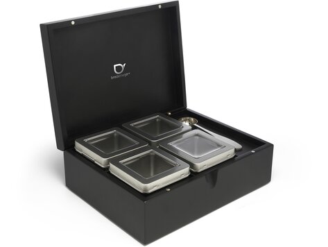 Bredemeijer Universal theedoos met 4 blikjes en maatlepel, zwart