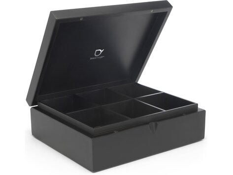 Bredemeijer Universal theedoos 6 vaks gesloten, zwart