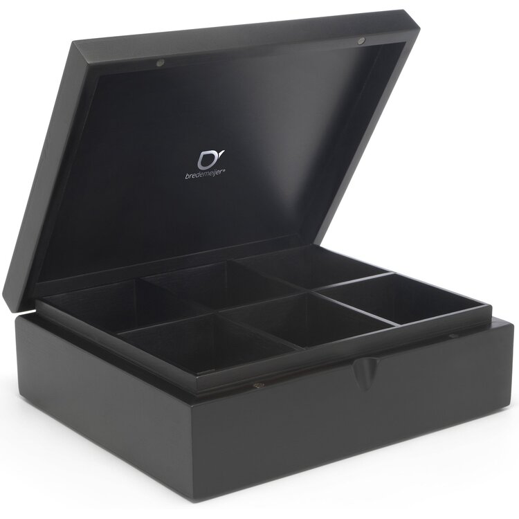 Bredemeijer Bredemeijer Universal Theedoos 6 vaks gesloten bamboe zwart