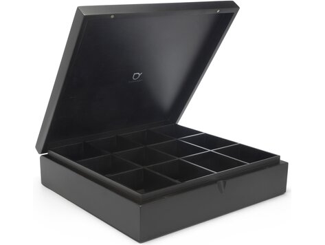 Bredemeijer Universal theedoos 12 vaks gesloten, zwart