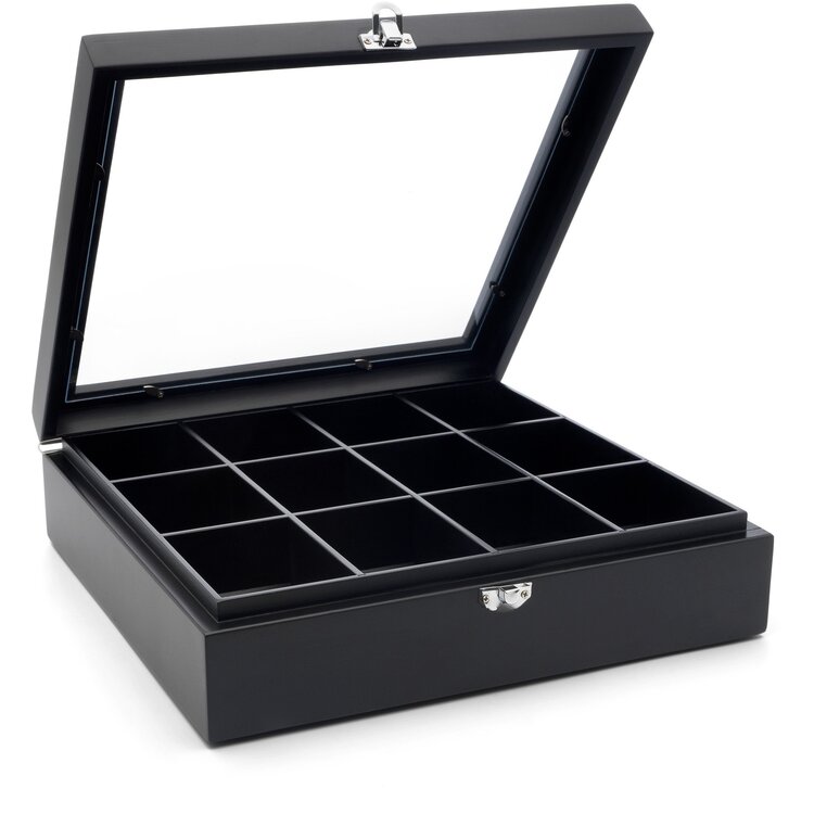 Bredemeijer Bredemeijer theedoos zwart, 12-vaks, met venster