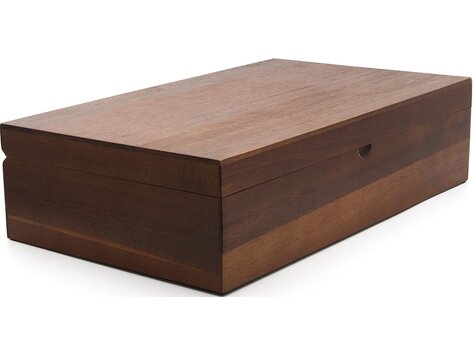 Bredemeijer Theedoos met 6 ronde blikjes, acaciahout