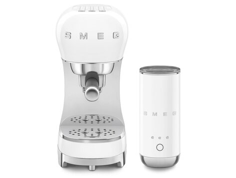 SMEG Espressomachine + melkopschuimer set - Wit - ECF12WHEU