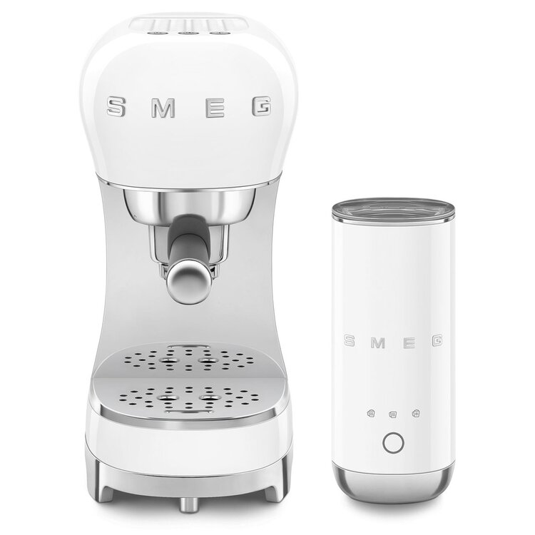 SMEG Smeg Espressomachine + melkopschuimer set - Wit - ECF12WHEU