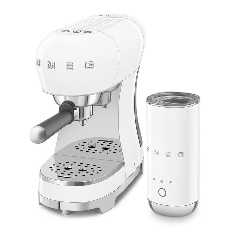 SMEG Smeg Espressomachine + melkopschuimer set - Wit - ECF12WHEU